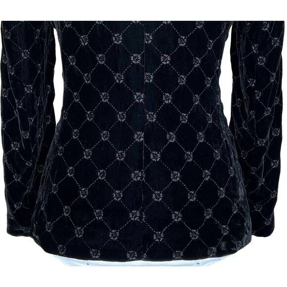 Vintage 90s Petite Sophisticate Black Velvet Quilted Blazer Jacket Womens Sz 4P - Picture 9 of 14